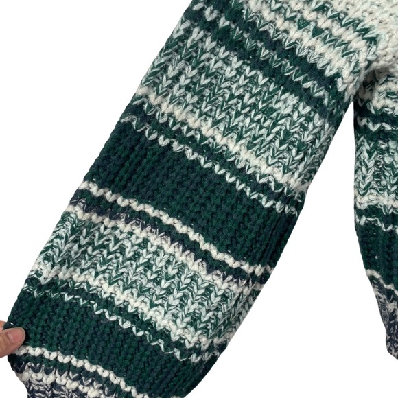 Frye Women's Striped Knit Cardigan Sweater Green‎ White Navy Acrylic Size S - Picture 7 of 11